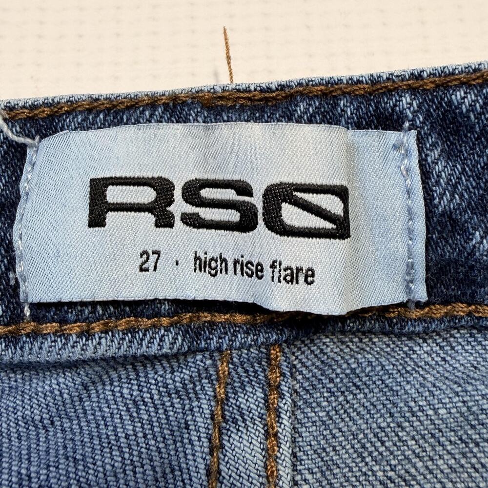 RSQ Jeans Womens 27 Blue High Rise Flare Stretch Denim 5 Pocket Medium Wash - Picture 8 of 11